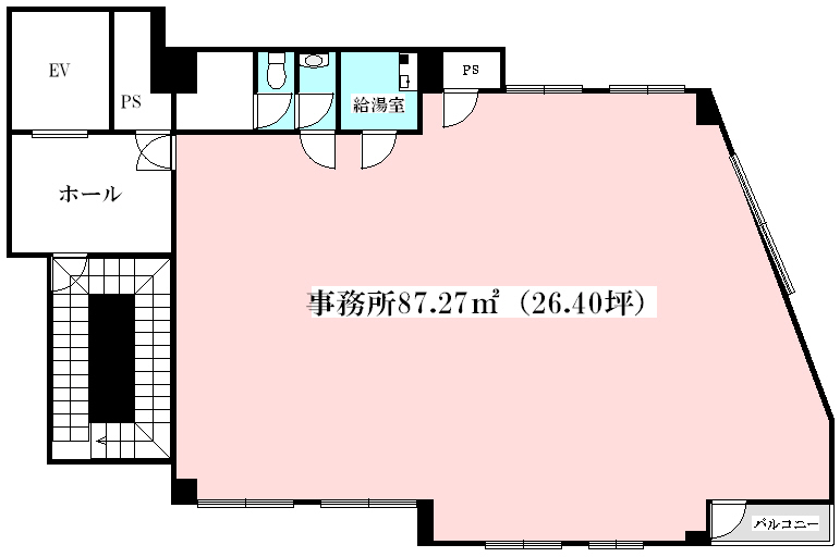 梨本ビル 5階 1Rの間取り