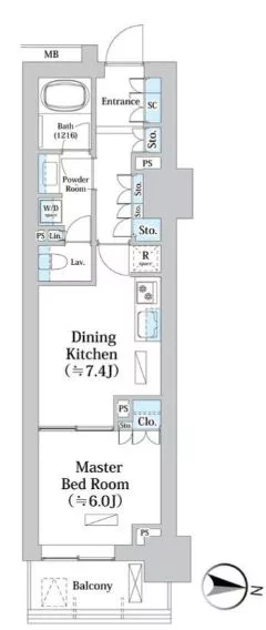 【分譲】 パークホームズ文京小石川ヒルテラス 2階 1DKの間取り