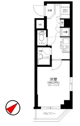 ミリオンガーデン小石川 2階 1Kの間取り