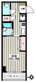 糸徳弥生ハイツ 1階 1Kの間取り