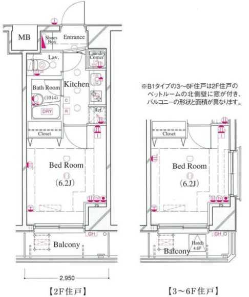 シンシア後楽園 4階 1Kの間取り