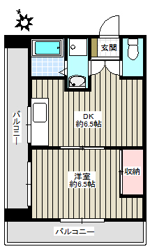 ピュアステージ21 3階 1DKの間取り