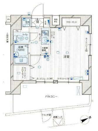 パークウェル千駄木駅前 12階 1Kの間取り