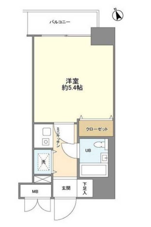 【分譲賃貸】アドリーム千駄木 4階 1Kの間取り