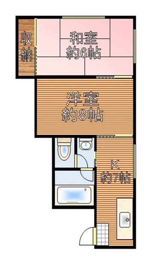 メゾン竜岡 3階 2DKの間取り