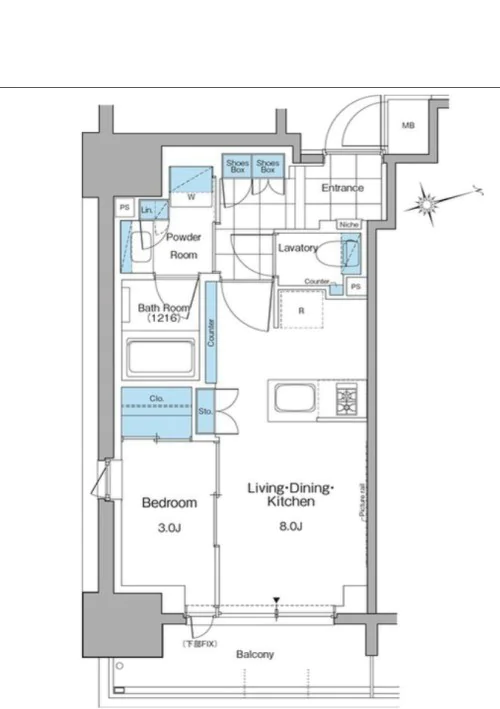 ルフォンプログレ本郷三丁目 6階 1DKの間取り