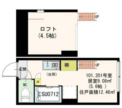 AVAND神楽坂 2階 1Rの間取り