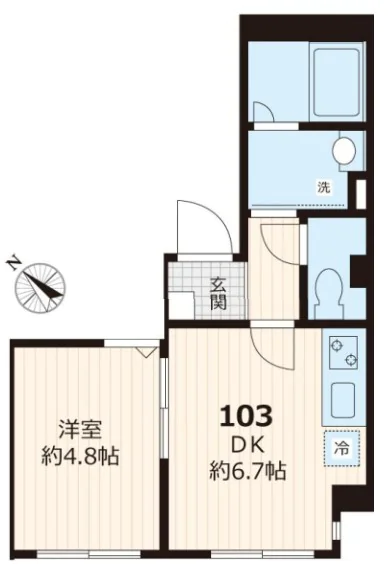 本駒込ウエスト 1階 1DKの間取り