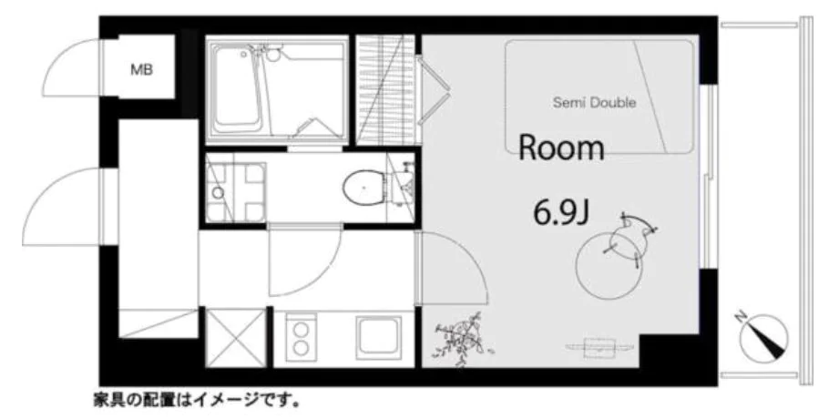 カテリーナ千駄木 5階 1Kの間取り