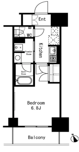 フレンシア文京関口 5階 1Kの間取り