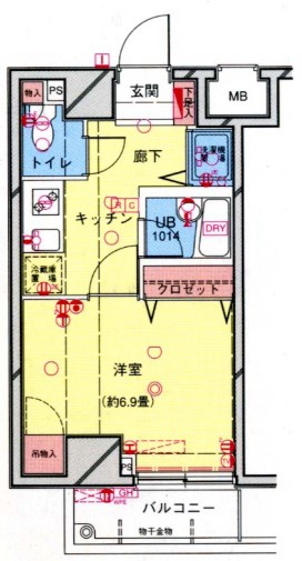 シンシア本郷東大前 4階 1Kの間取り