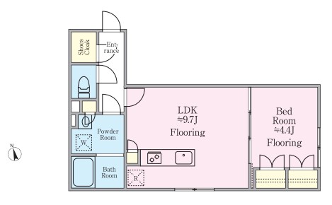 THE　RESIDENCE　HONKOMAGOME 4階 1LDKの間取り