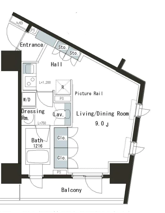 パークアクシス本郷の杜 9階 1Kの間取り