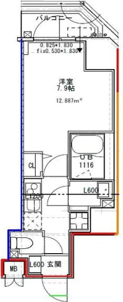 S-RESIDENCE文京小石川 7階 1Kの間取り