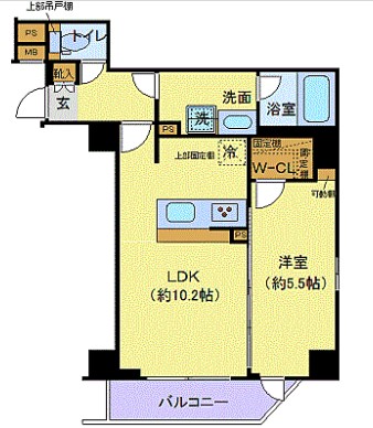 LEXE文京白山 5階 1LDKの間取り