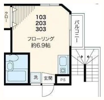 TCRE早稲田【ティーシーアールイー早稲田】 2階 1Rの間取り