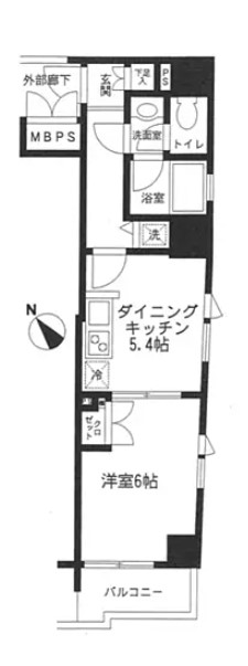 アヴァン文京小日向 7階 1Rの間取り