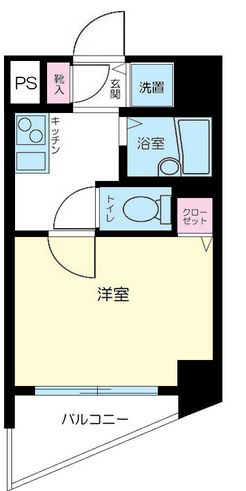 スカイコート後楽園第５ 13階 1Kの間取り