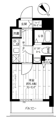 ステージグランデ茗荷谷 5階 1Kの間取り