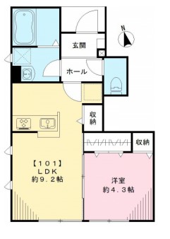 ルナカーサ目白台 1階 1LDKの間取り