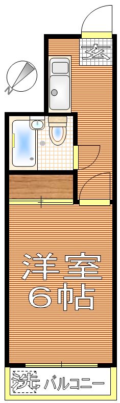 森脇ビル 3階 1Kの間取り