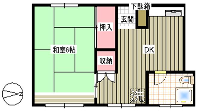 ユシマハイツ 3階 1DKの間取り