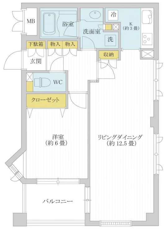 AZ小石川 4階 1LDKの間取り