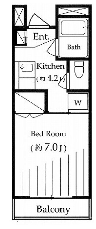 ノーブルハイム 2階 1Kの間取り