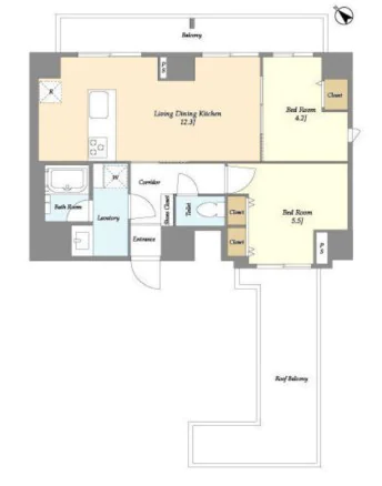 GRANSITE東大前 6階 2LDKの間取り