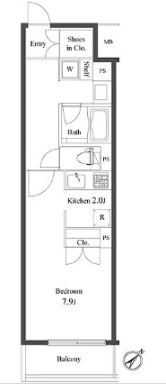 プライマル小石川 3階 1Rの間取り