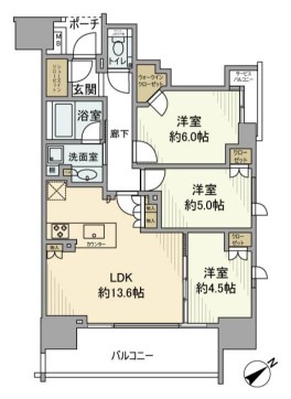 シティハウス文京千石駅前 15階 2LDKの間取り