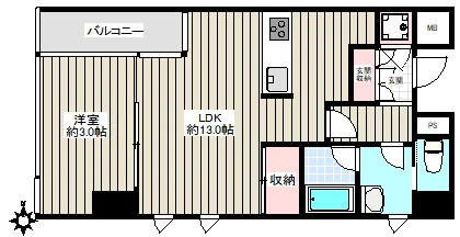 【デザイナーズ】リエス千駄木 4階 1LDKの間取り