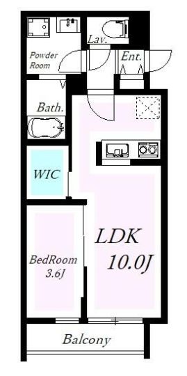 ガーデンサイド小石川 2階 1LDKの間取り