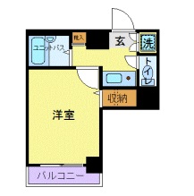 ロアール小石川植物園 4階 1Kの間取り