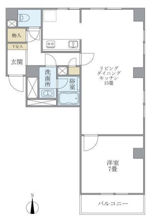 ボナール護国寺 2階 1LDKの間取り