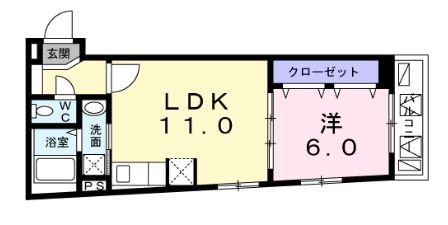 【築浅】グランボヌール茗荷谷 2階 1LDKの間取り