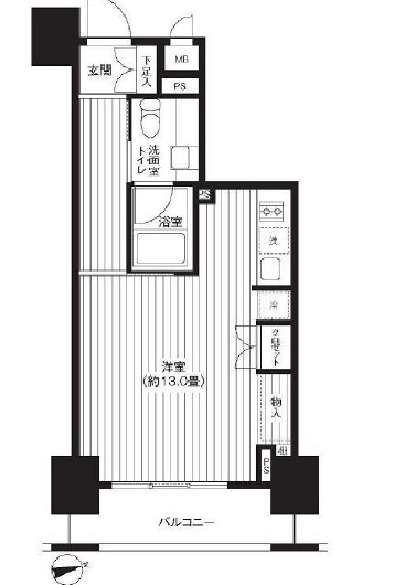 レジディア新御徒町 2階 1Rの間取り