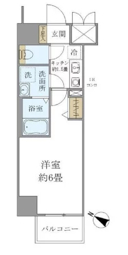 シエル白山B館 8階 1Kの間取り