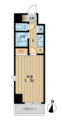 プライムアーバン本郷壱岐坂 5階 1Kの間取り