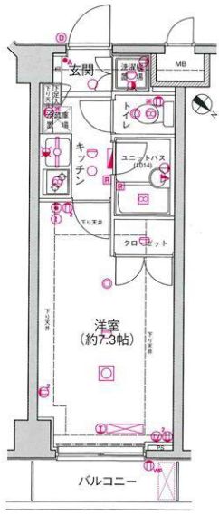 サンパティオ文京千石 2階 1Kの間取り