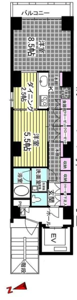 ＬＩＬＩＯ小石川 4階 2Kの間取り
