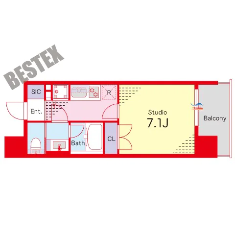レジディア文京本郷 3階 1Kの間取り