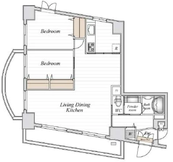コロネード春日 9階 2LDKの間取り