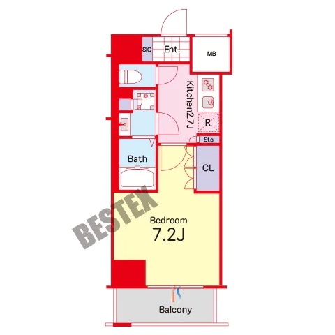 Ｂｒｉｓａ本郷真砂 2階 1Kの間取り