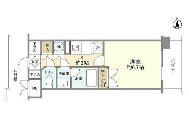 クオリア小石川 11階 1Kの間取り