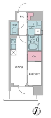 【築浅】デュオフラッツ飯田橋WEST（DUO FLATS Iidabashi WEST） 4階 1DKの間取り