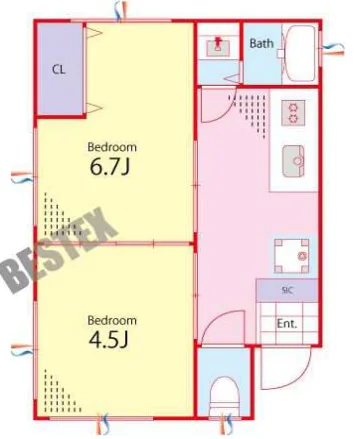 小日向テラス 1階 2Kの間取り