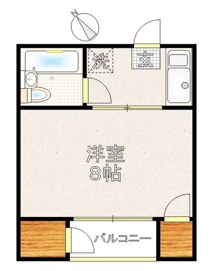 パークサイド大渕 2階 1Kの間取り