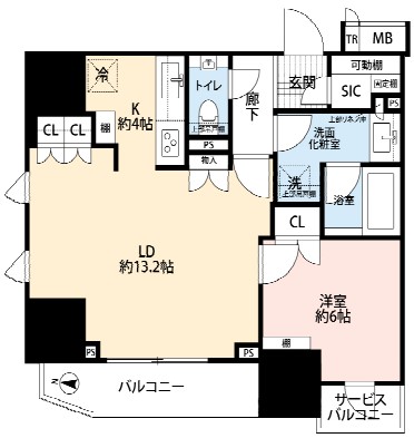 プラウド文京千駄木 3階 1LDKの間取り