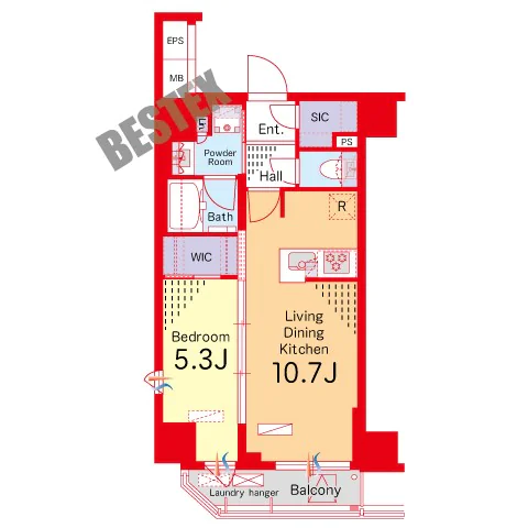 【築浅】アーバンコア本郷(旧:ジオエント本郷) 10階 1LDKの間取り